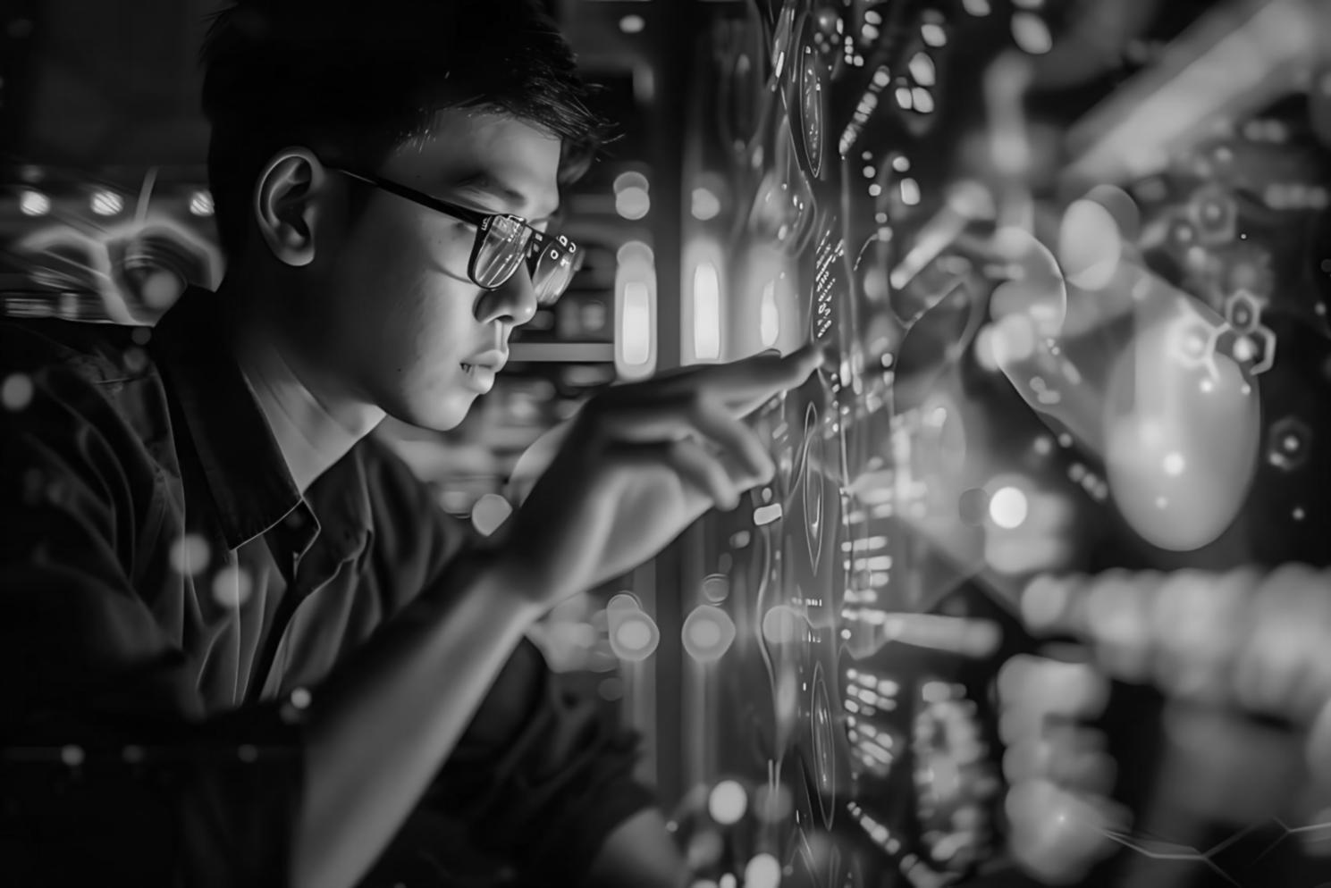 Equipo de expertos en seguridad de sistemas de inteligencia artificial trabajando en análisis de vulnerabilidades